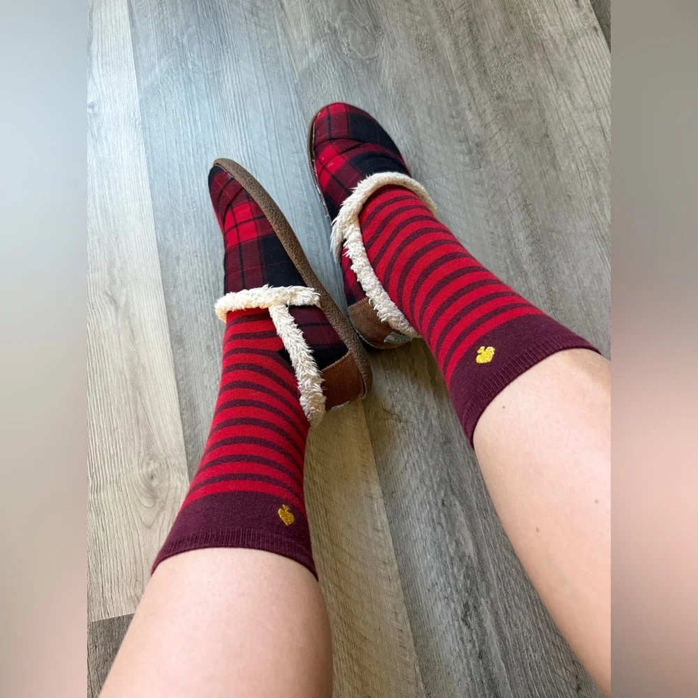 Kate Spade Socks Mid Calf Length Red Maroon Stripe Used